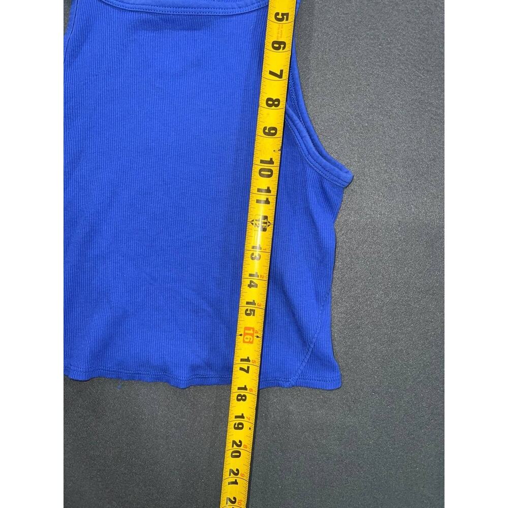 Rag & Bone organic pima cotton Y2K Blue Essential Rib Tank Top Medium A008834 - Picture 7 of 8
